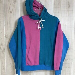 Teddy Fresh Bubblegum Blue/ Pink/Green Hoodie Color Block Sweatshirt M